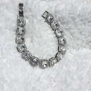 Women's Bracelet Silver Rhinestone 9 Inch